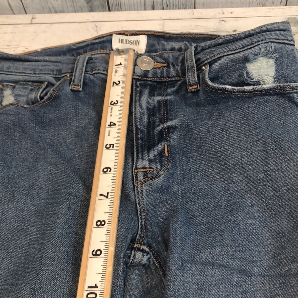 Hudson Nico Midrise Ankle Raw Hem Distressed Super Skinny 27 - Picture 12 of 13